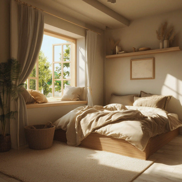 chambre avec une fenêtre ouverte